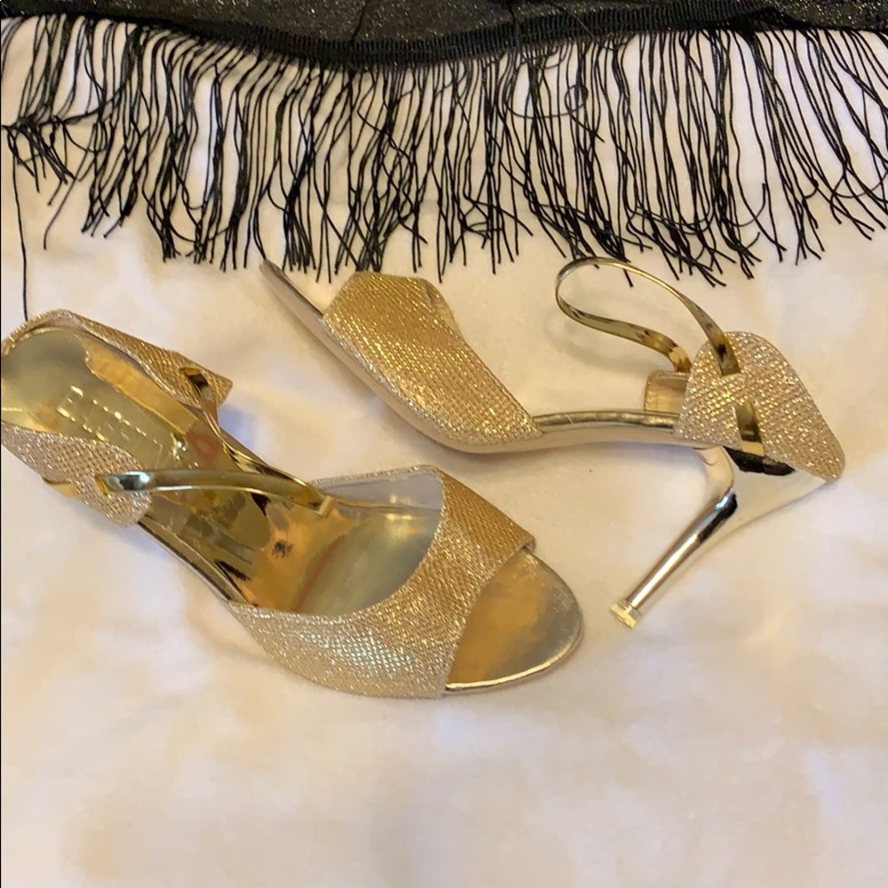 Gold sandals heels 4 inches
